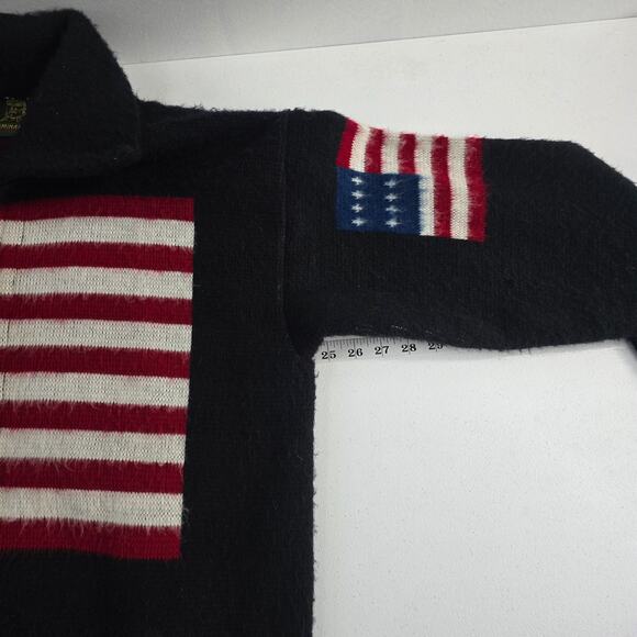 Ruminahui Men’s Wool Full Zip Sweater Jacket USA Flag Black Red Ecuador‎ L/XL - Picture 3 of 7